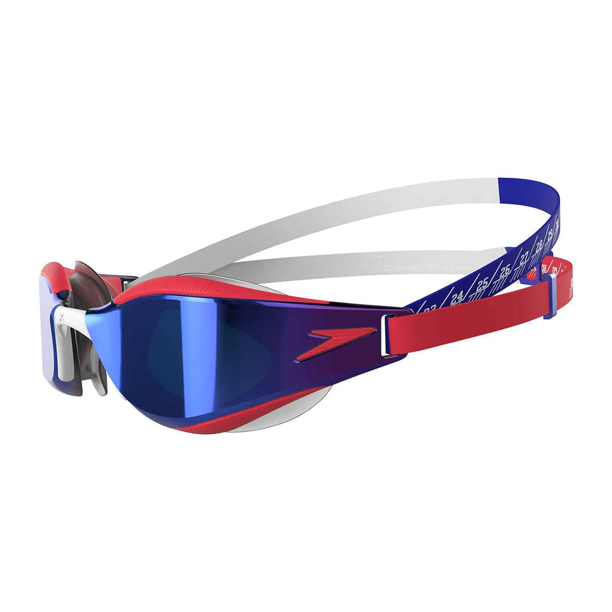 Speedo Wettkampf Schwimmbrille Fastskin Hyper Elite Mirror Rot/Weiß/Blau