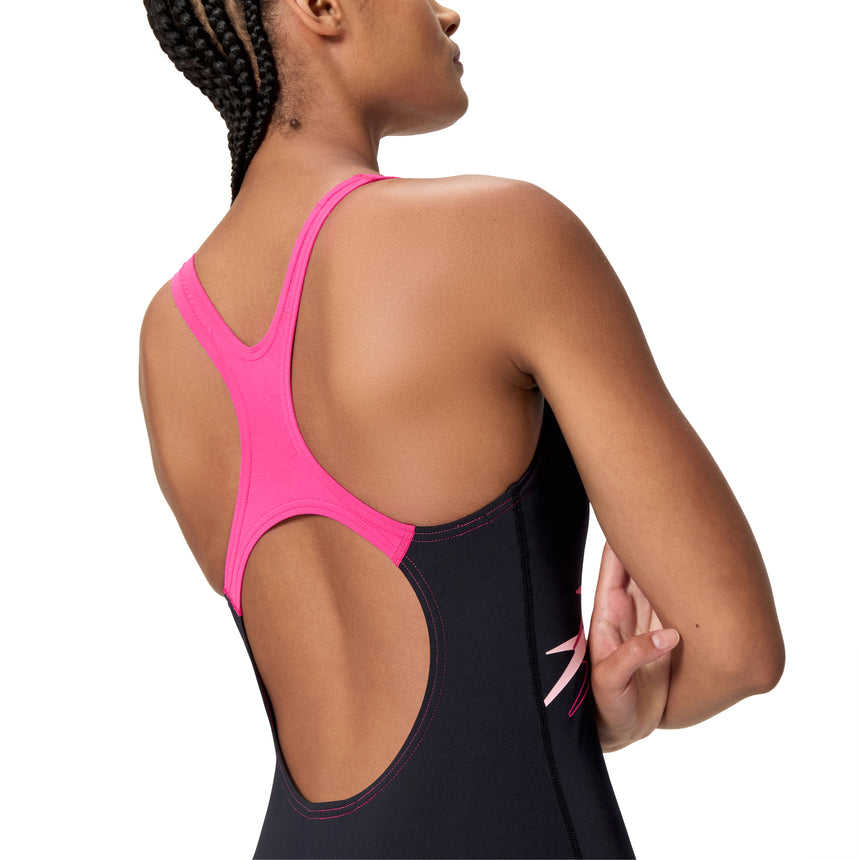 Speedo Badeanzug Medley Logo Medalist Anthrazit/Rosa