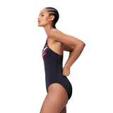 Speedo Badeanzug Medley Logo Medalist Anthrazit/Rosa