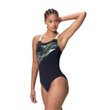 Speedo Dames Badpak Medley Logo Medalist Zwart/Groen
