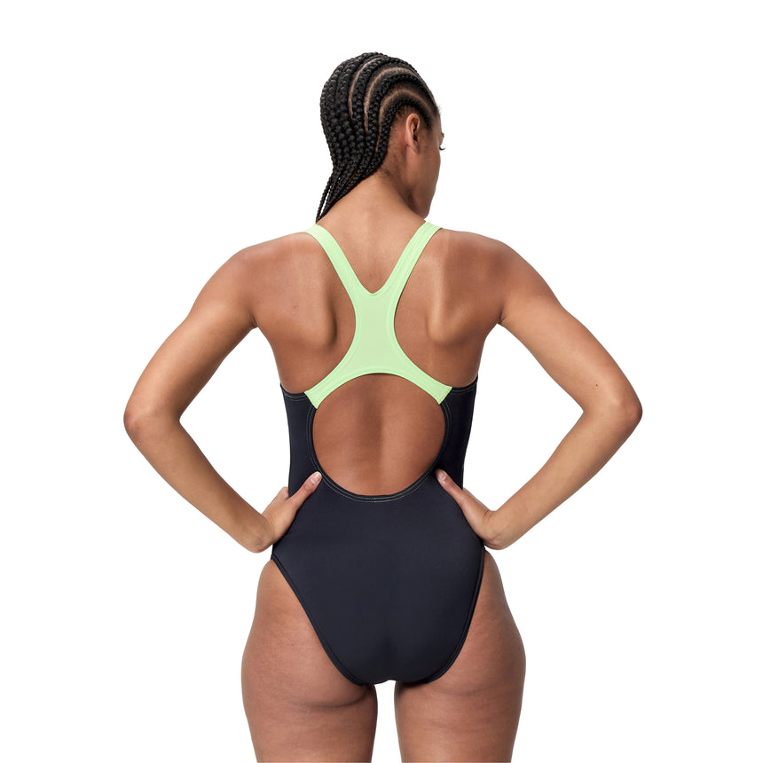 Speedo Dames Badpak Medley Logo Medalist Zwart/Groen