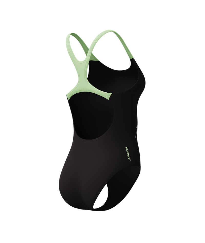 Speedo Dames Badpak Medley Logo Medalist Zwart/Groen