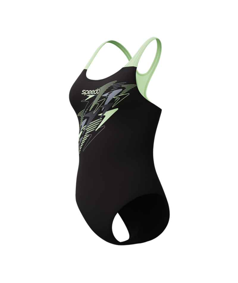 Speedo Dames Badpak Medley Logo Medalist Zwart/Groen
