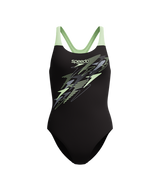 Speedo Dames Badpak Medley Logo Medalist Zwart/Groen