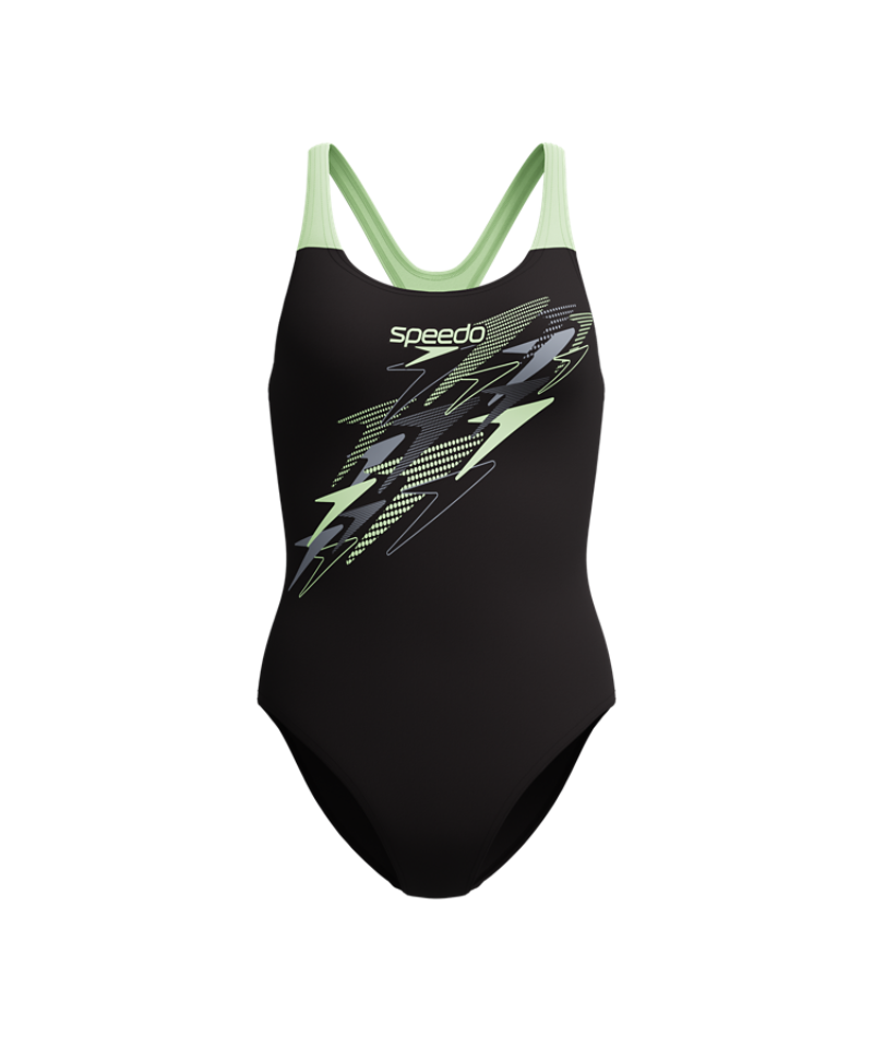 Speedo Dames Badpak Medley Logo Medalist Zwart/Groen