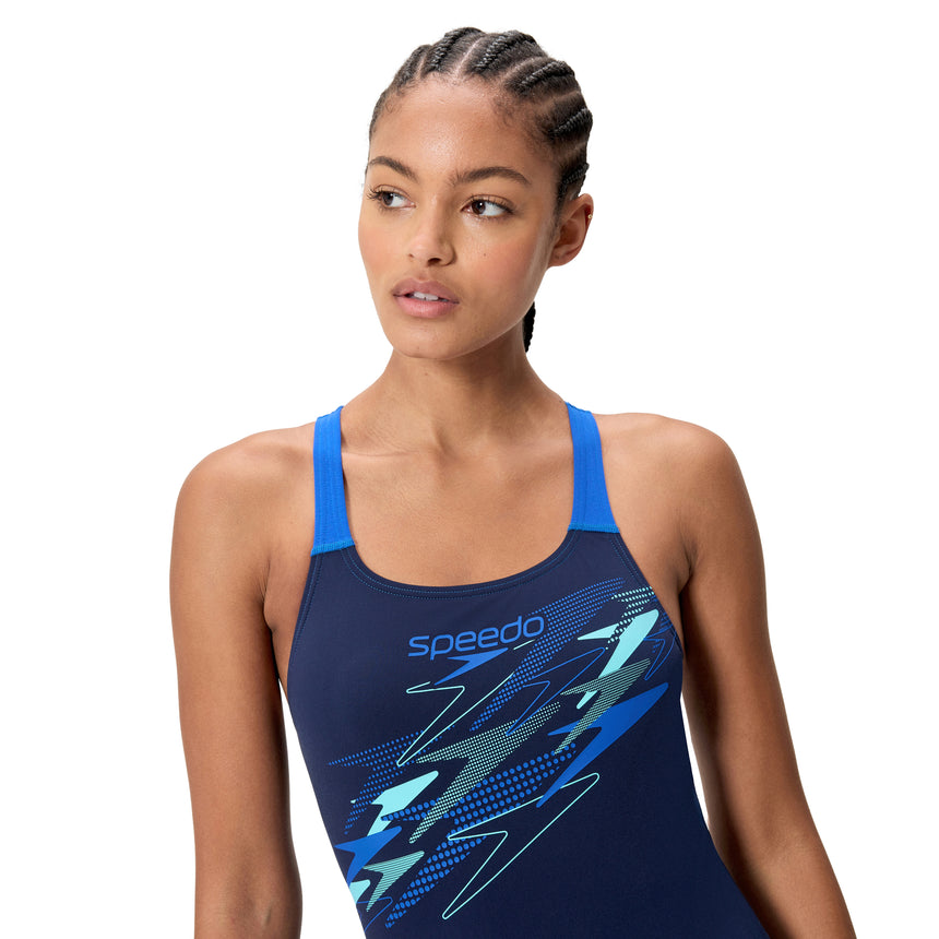 Speedo Dames Badpak Medley Logo Medalist Marine/Blauw