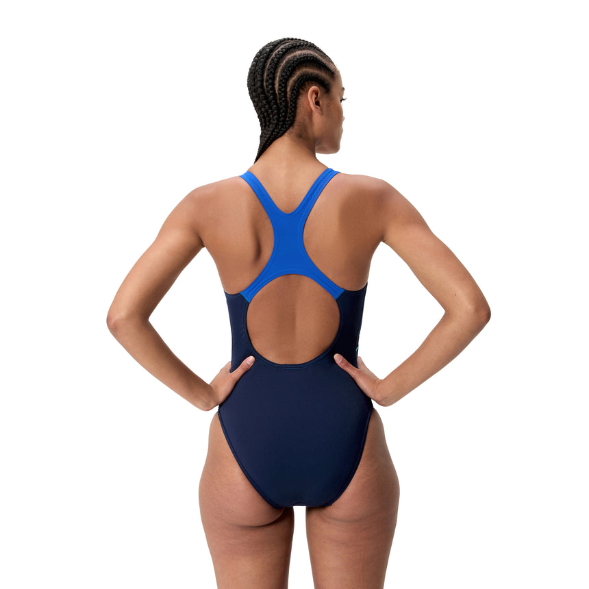 Speedo Dames Badpak Medley Logo Medalist Marine/Blauw