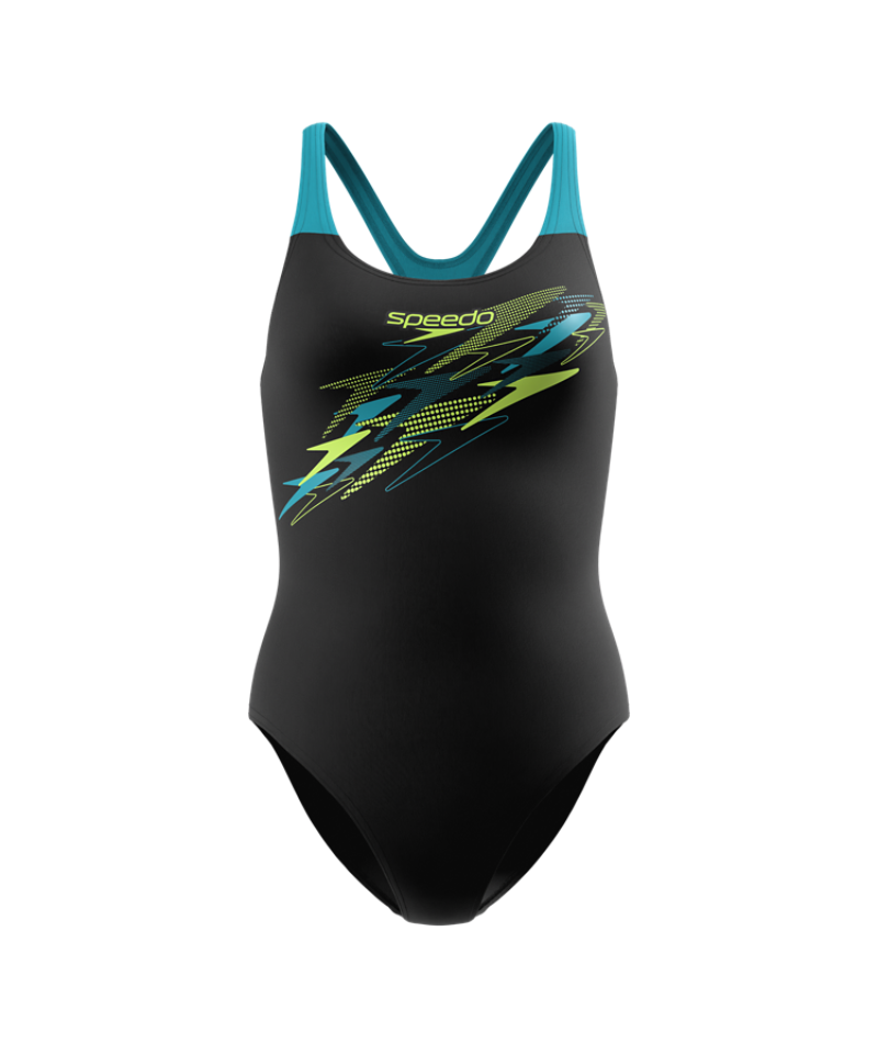 Speedo Badeanzug Medley Logo Medalist HyperTeal/Grün