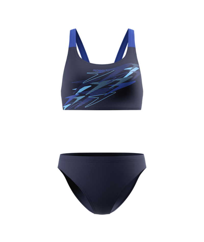 Speedo Dames Bikini Medley Logo V-Back Marine/Blauw