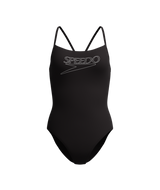 Speedo Dames Badpak Endurance+ Logo Thin Strap Zwart/Wit