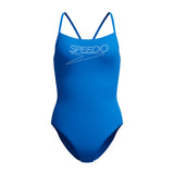 Speedo Dames Badpak Endurance+ Logo Thin Strap Blauw/Wit