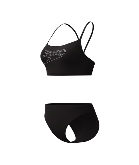 Speedo Dames Bikini Endurance+ Logo Thin Strap Zwart/Wit