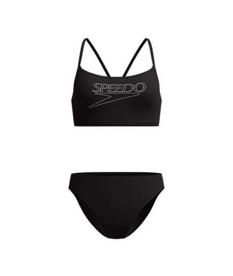 Speedo Dames Bikini Endurance+ Logo Thin Strap Zwart/Wit