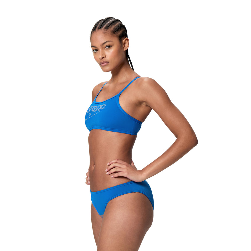 Speedo Dames Bikini Endurance+ Logo Thin Strap Blauw/Wit
