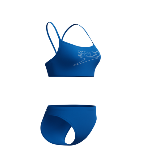 Speedo Dames Bikini Endurance+ Logo Thin Strap Blauw/Wit