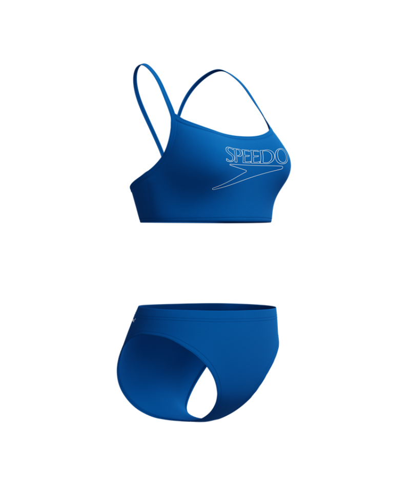 Speedo Dames Bikini Endurance+ Logo Thin Strap Blauw/Wit