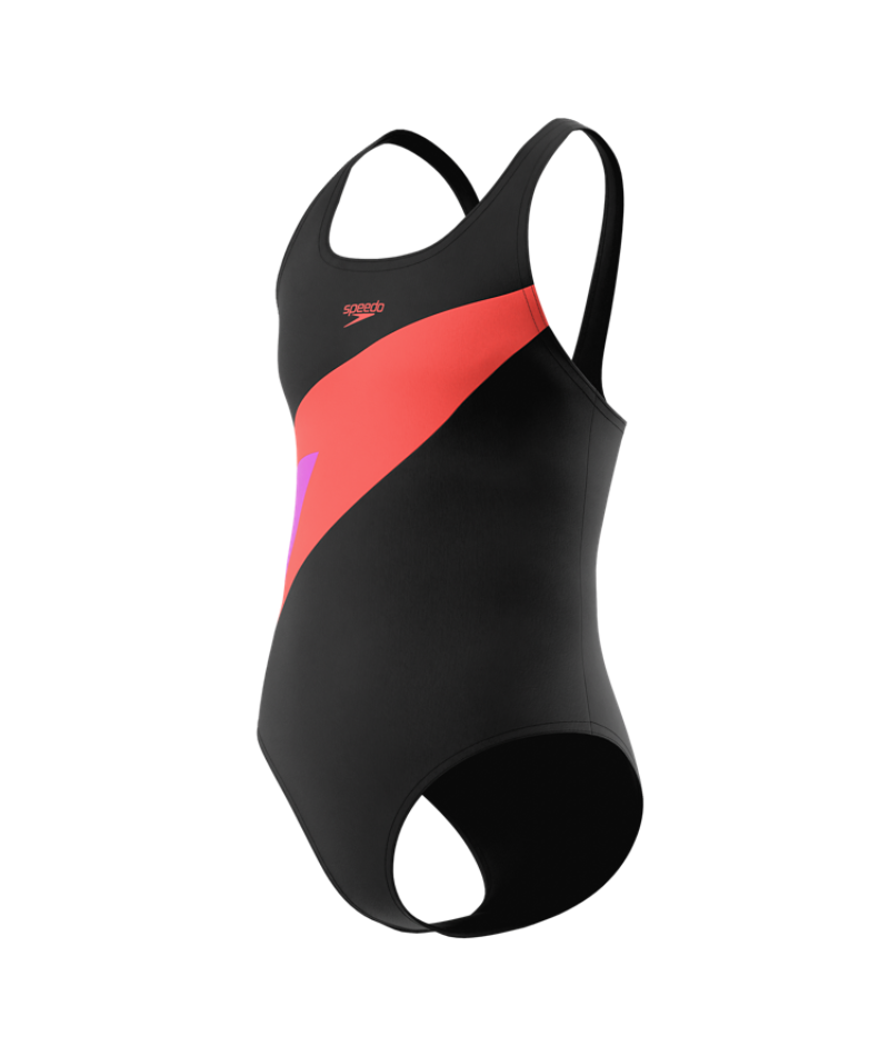 Speedo Mädchen Badeanzug Hyperboom Butterfly Back Anthrazit/PostItPnk