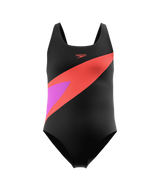 Speedo Mädchen Badeanzug Hyperboom Butterfly Back Anthrazit/PostItPnk