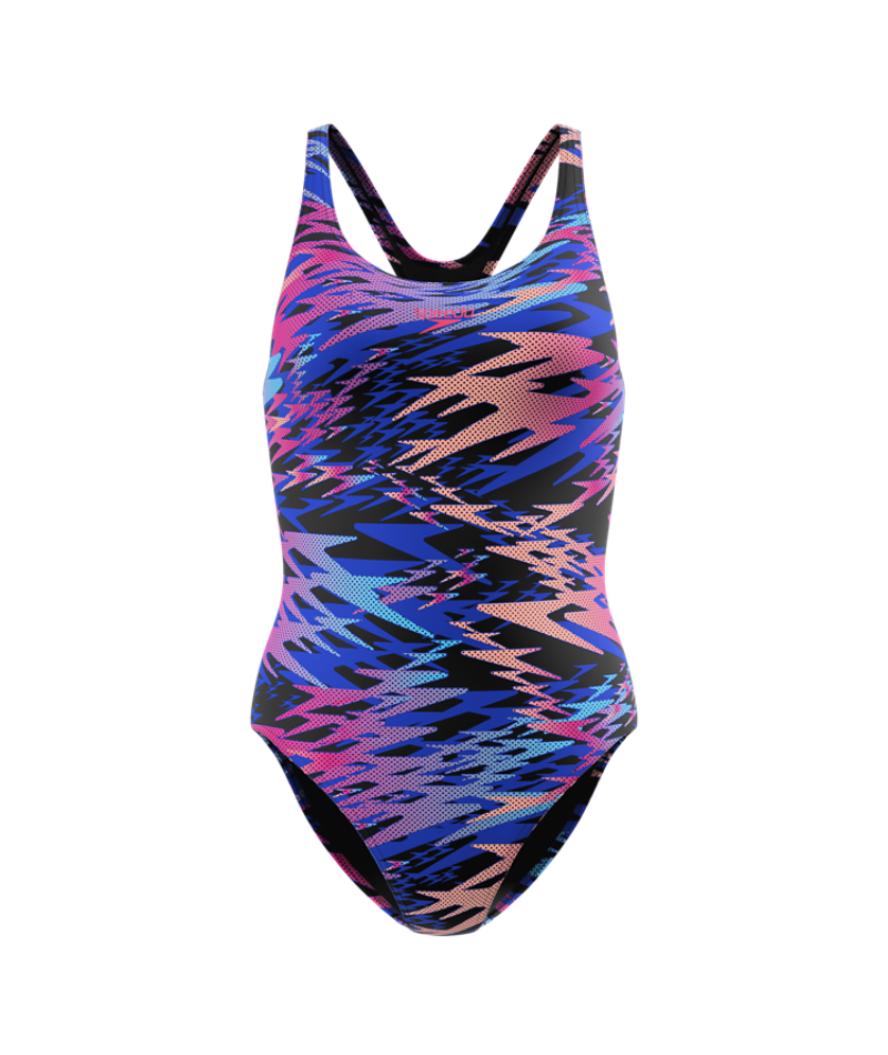 Speedo Dames Badpak Hyperboom Print Medalist Zwart/Roze