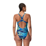Speedo Dames Badpak Hyperboom Print Medalist Marine/Blauw