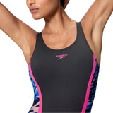 Speedo Dames Badpak Hyperboom Splice Muscleback Legsuit Zwart/Roze