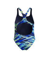 Speedo Meisjes Badpak Hyperboom Print Medalist Marine/Groen