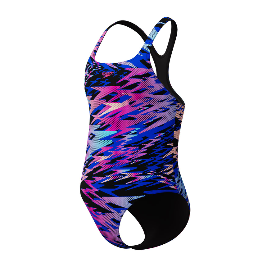 Speedo Meisjes Badpak Hyperboom Print Medalist Zwart/Roze