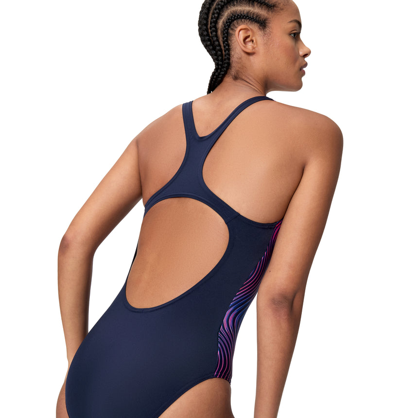 Speedo Dames Badpak Sprint Medalist Marine/Roze