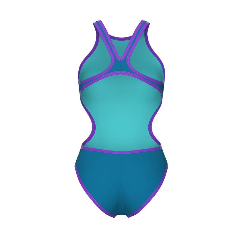 Arena Damen Badeanzug One Big Logo Blau-Cosmo/Lila