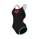Arena Damen Badeanzug One Double Cross Back Schwarz/Felkoraal