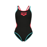 Arena Damen Badeanzug One Double Cross Back Schwarz/Felkoraal