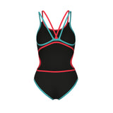 Arena Damen Badeanzug One Double Cross Back Schwarz/Felkoraal