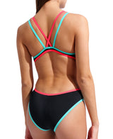 Arena Damen Badeanzug One Double Cross Back Schwarz/Felkoraal