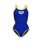 Arena Dames Badpak One Double Cross Back One Piece Neonblauw Geel