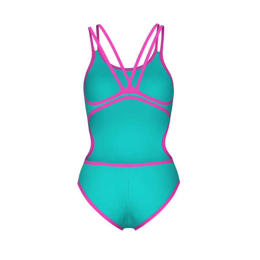 Arena Dames Badpak One Double Cross Back One Piece Water Shocking Pink