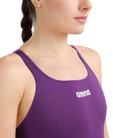 Arena Dames Badpak Team Swim Pro Solid Pruim-Wit