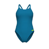 Arena Dames Badpak Team Challenge Solid Blauw-Cosmo/Arctic-Lime