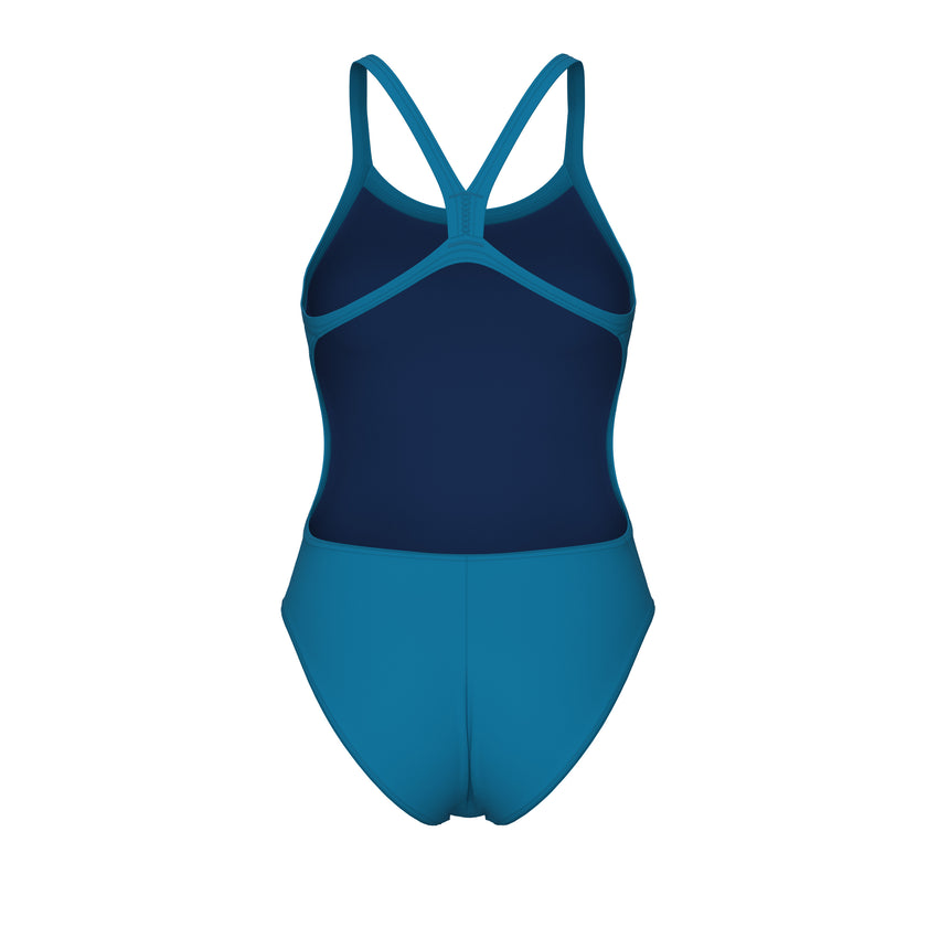 Arena Dames Badpak Team Challenge Solid Blauw-Cosmo/Arctic-Lime