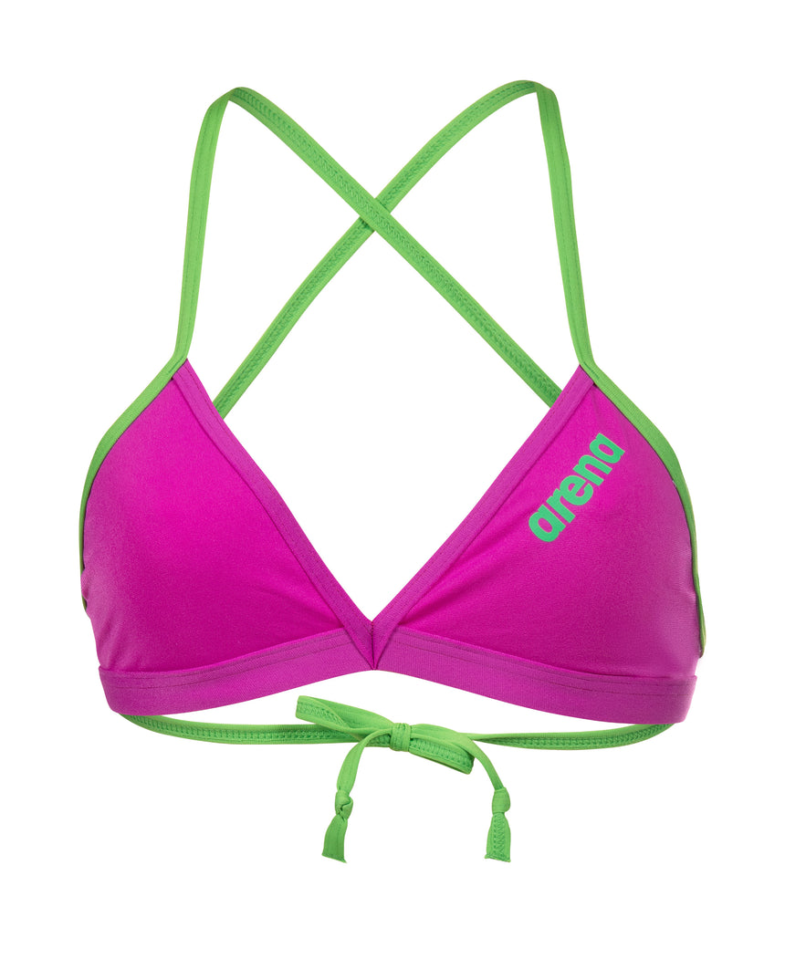 Arena Dames Bikini Top Team Tie Back Solid Very Fuchsia Team Groen