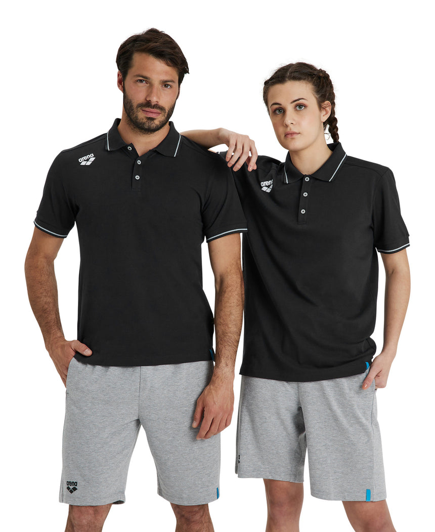 Arena Poloshirt Team Solid Cotton Zwart