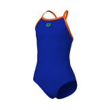 Arena Meisjes Badpak Light Drop Solid Neonblauw Team Oranje
