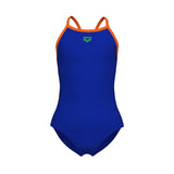 Arena Meisjes Badpak Light Drop Solid Neonblauw Team Oranje