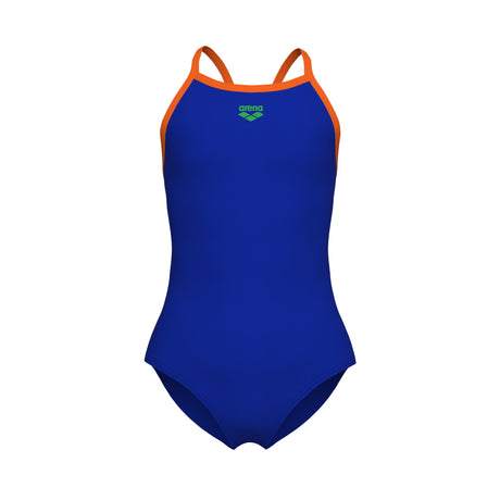 Arena Meisjes Badpak Light Drop Solid Neonblauw Team Oranje