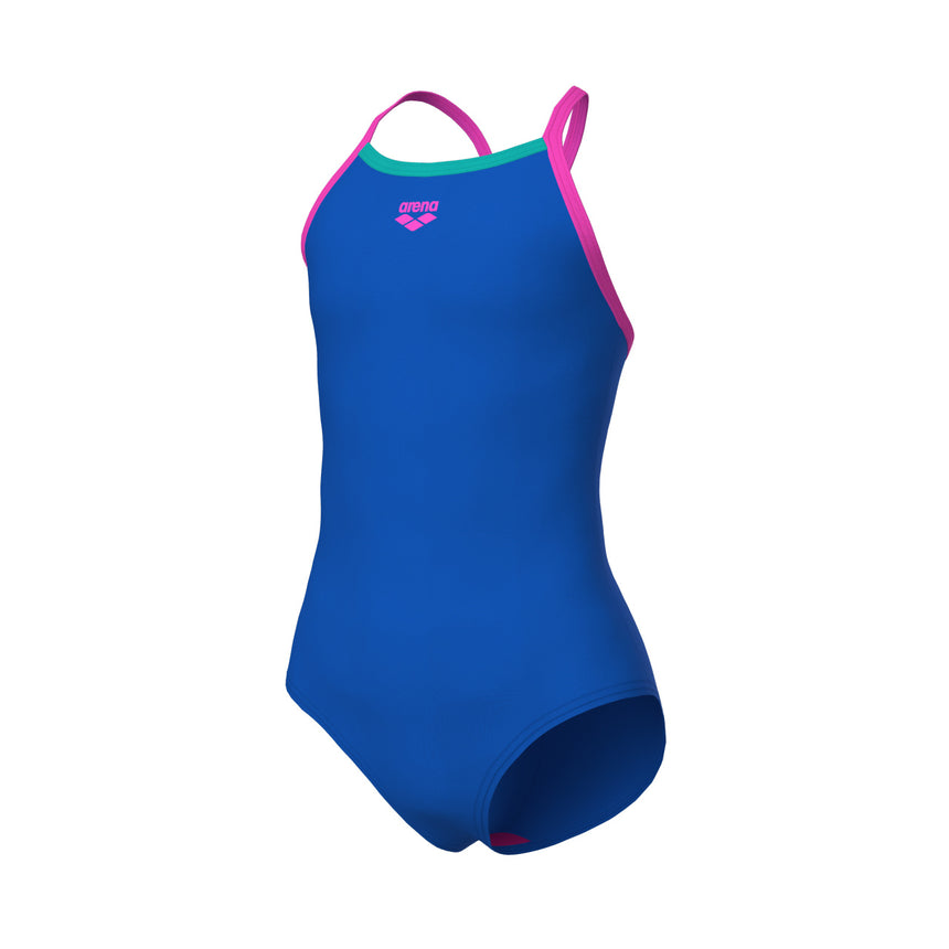 Arena Meisjes Badpak Light Drop Back Solid Blauw / Roze
