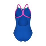 Arena Girls Swimsuit Light Drop Back Solid Blue/Pink