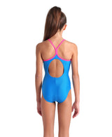 Arena Girls Swimsuit Light Drop Back Solid Blue/Pink