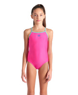 Arena Meisjes Badpak Light Drop Back Solid Roze / Blauw