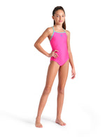 Arena Meisjes Badpak Light Drop Back Solid Roze / Blauw