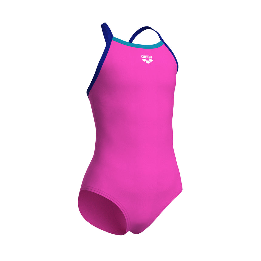Arena Meisjes Badpak Light Drop Solid Shocking Pink Neonblauw Eyeblush