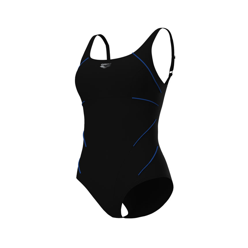 Arena Dames Badpak Jewel One Piece Low C Cup R Zwart Helderblauw